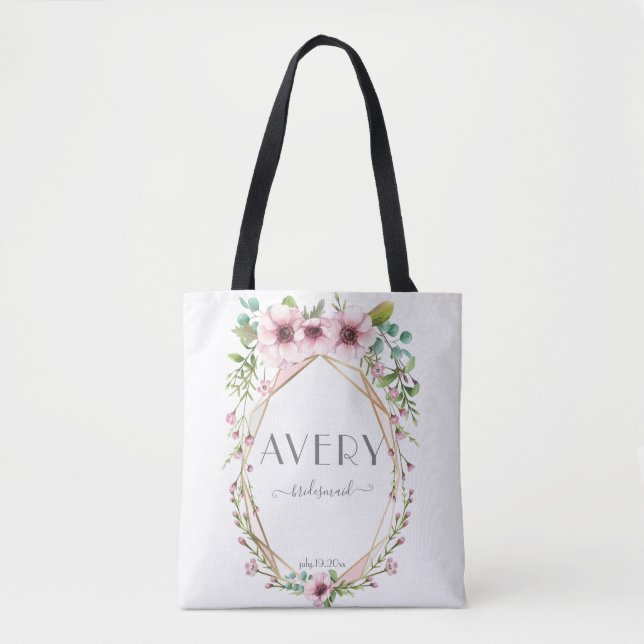 Bolsa Tote Flores Bonito De Anêmonas Rosa, Bridesmaid (Frente)