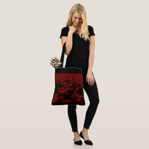 Bolsa Tote flores bonito, vermelhas e queimaduras