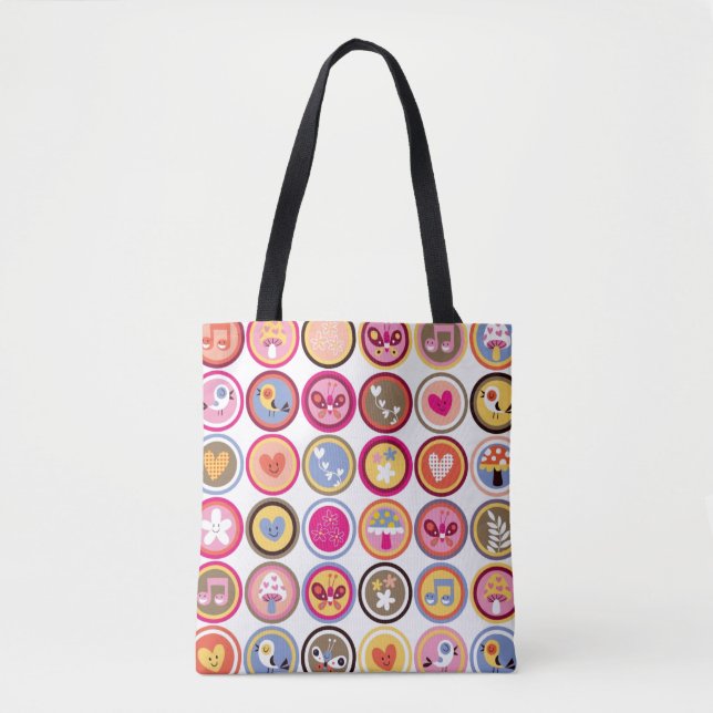 Bolsa Tote flores bonitos, pássaros, teste padrão dos (Frente)