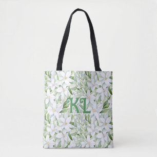 Bolsa Tote Flores Brancas bonito De Aquarela Personalizadas