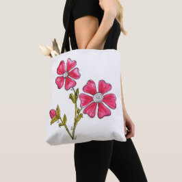 Bolsa Tote Flores Brancas, Cinzentas, Quentes