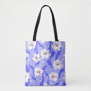 Bolsa Tote Flores brancas de papoila têm um padrão perfeito.