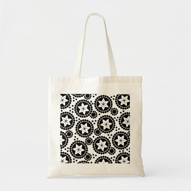 Bolsa Tote Flores brancas e pretas brancas brancas Bag (Frente)