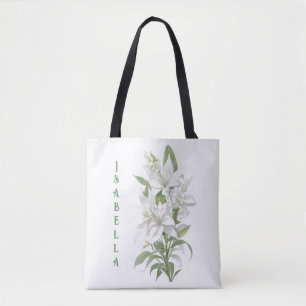 Bolsa Tote Flores Brancas Personalizadas