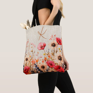 Bolsa Tote Flores brilhantes de primavera no canvas parecem