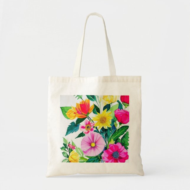 Bolsa Tote Flores brilhantes e lindas (Frente)