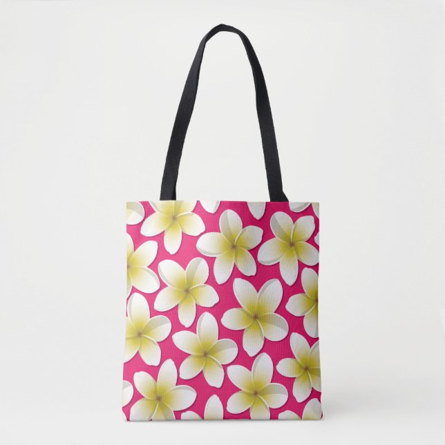 Bolsa Tote Flores Brilhantes Frangipani/ Plumeria (Frente)