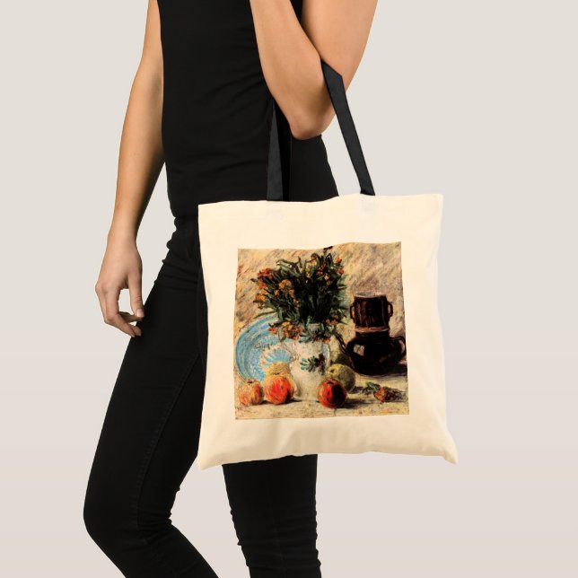 Bolsa Tote Flores, Cafeteira e Frutas de Vincent van Gogh (Frente (produto))