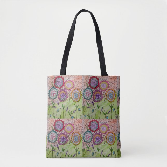 Bolsa Tote Flores Caprichosas  (Frente)