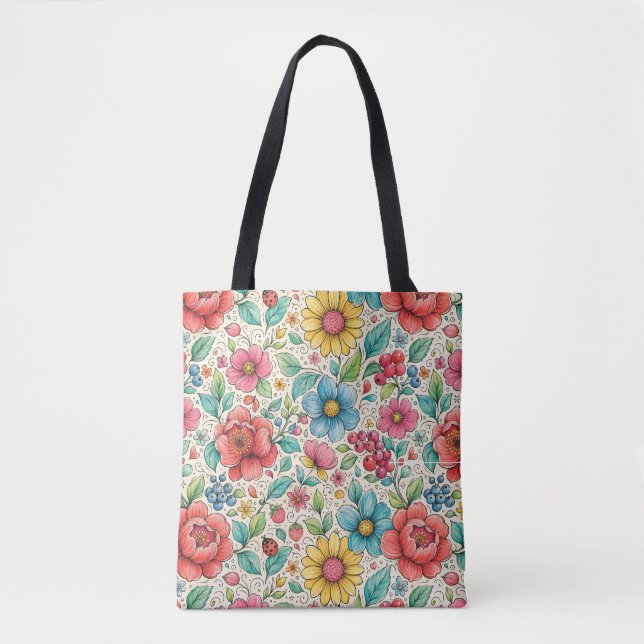 Bolsa Tote Flores Caprichosas (Frente)