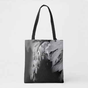 Bolsa Tote Flores Cardíacas Sangrentas Em Preto E Branco