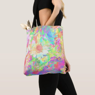 Bolsa Tote Flores Cheias Coloridas Abstrato