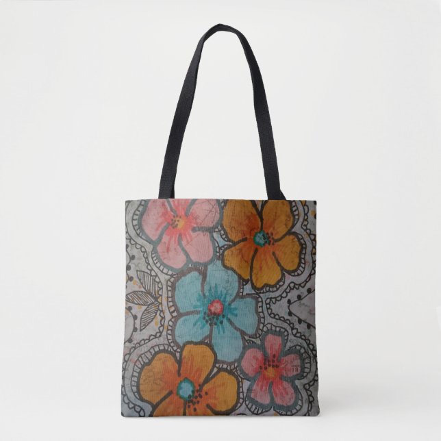 Bolsa Tote Flores Coloridas (Frente)