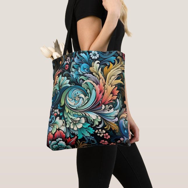 Bolsa Tote Flores Coloridas abstrato (Close Up)