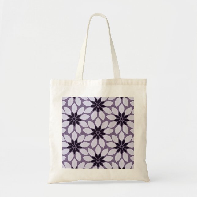 Bolsa Tote Flores com Impressão de bloco roxa (Frente)