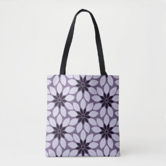 Bolsa Tote Flores com Impressão de bloco roxa