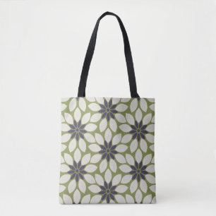 Bolsa Tote Flores com Impressão em bloco verdes