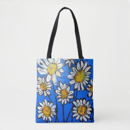 Bolsa Tote Flores com Pedais Brancos