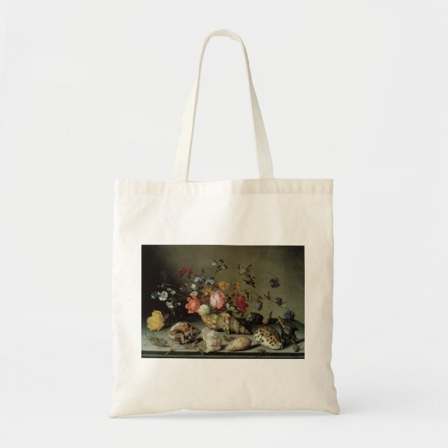 Bolsa Tote Flores, conchas e insetos Balthasar van der Ast (Frente)