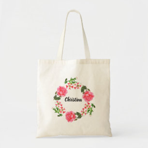 Bolsa Tote Flores Cor-de-Água Rosa, Corrente Círculo
