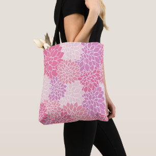 Bolsa Tote Flores Dahlia, Padrão De Flores, Dahlia Rosa