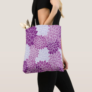 Bolsa Tote Flores Dahlia, Padrão De Flores, Dahlia Roxa