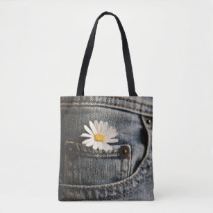 Bolsa Tote Flores   Daisy in Jeans Pocket