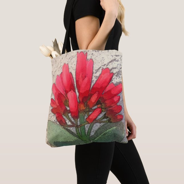 Bolsa Tote Flores de Agave Vermelhas (Close Up)