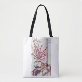 Bolsa Tote Flores de Ameixa Vermelhas