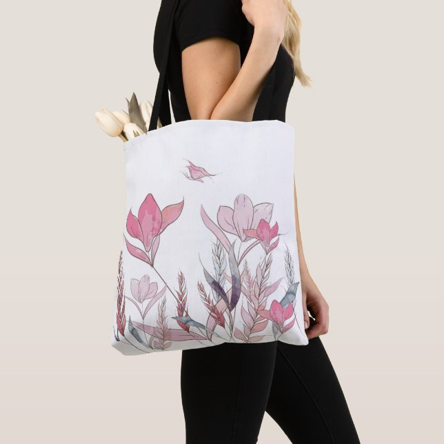 Bolsa Tote Flores de aquarela (Close Up)