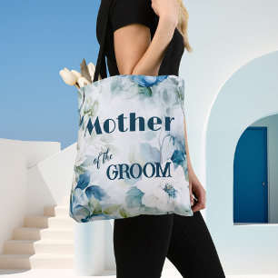 Bolsa Tote Flores de Aquarela Azul-turquesa Casamento Elegant