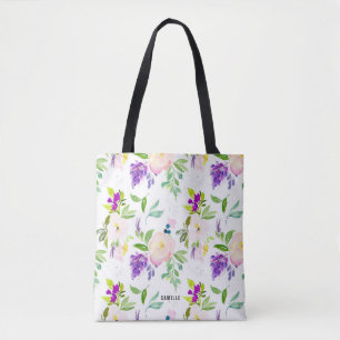 Bolsa Tote Flores de Aquarela de Densidade   Peonies e Wister