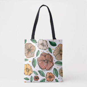 Bolsa Tote Flores de aquarela e de tinta - paleta de colheita