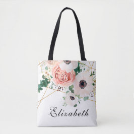 Bolsa Tote Flores de Aquarela Rosa Coral