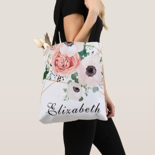 Bolsa Tote Flores de Aquarela Rosa Coral