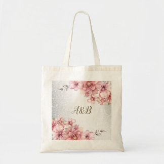 Bolsa Tote Flores de Aquarela Rosa Festa Brilho Moderno