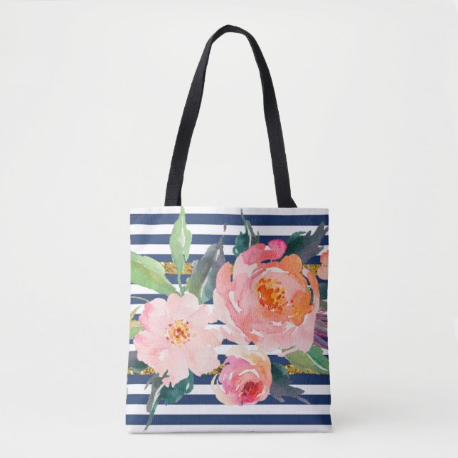 Bolsa Tote Flores De Aquarelas Cinematográficas Girly Moderna (Frente)