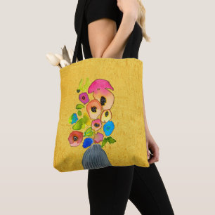 Bolsa Tote Flores de aquarelas florais em vaso