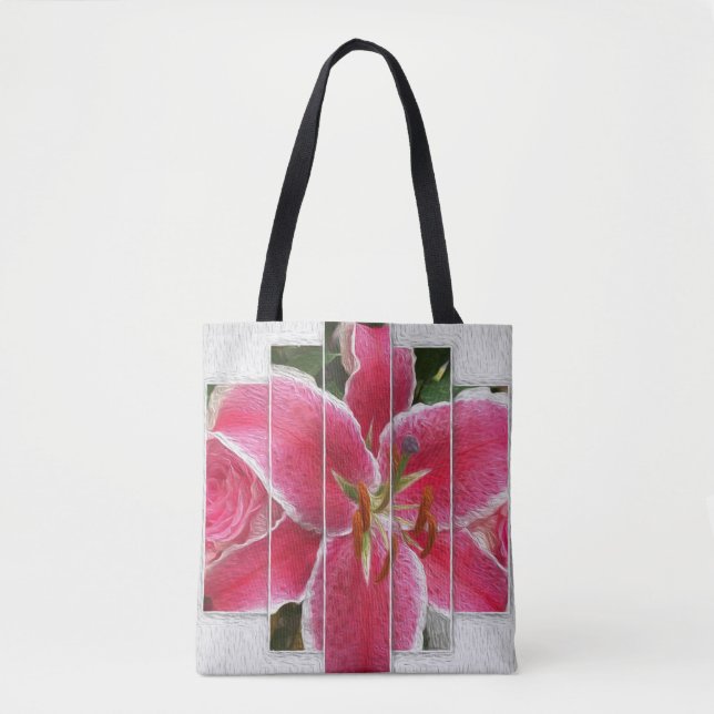Bolsa Tote Flores De Aquarelas Florais Rosa (Frente)
