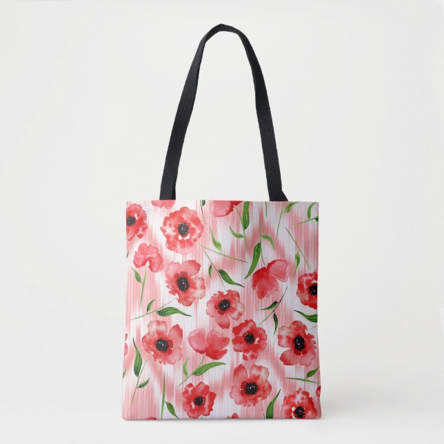 Bolsa Tote Flores de aquarelas: ikat de papoila. (Frente)