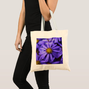 Bolsa Tote Flores De Aster Roxo Belo Sentimento