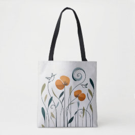 Bolsa Tote Flores de beija-flores minimalistas modernas