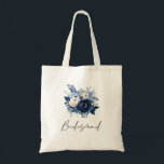 Bolsa Tote Flores de Bridesmaid Azul<br><div class="desc">Flores de Casamento Azul com florais azuis escuros e claros - para madrinha</div>