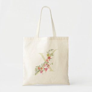 Bolsa Tote flores de casamento primavera X monograma Chá de N