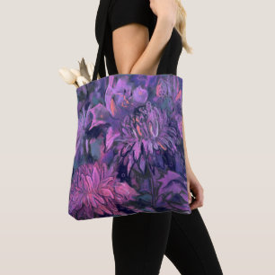 Bolsa Tote Flores De Chrysanthemum Abstrato Violet De Arte Fl