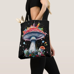 Bolsa Tote Flores De Cogumelo Splash Colorido