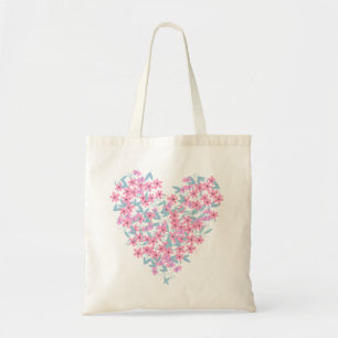 Bolsa Tote Flores de coração coloridas