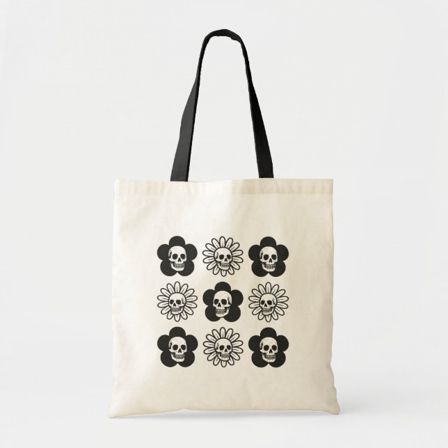 Bolsa Tote Flores de crânios (Frente)