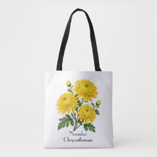 Bolsa Tote Flores de Crisântemo de Novembro