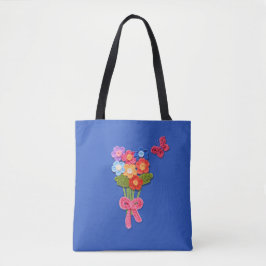 Bolsa Tote Flores de crochê Borboleta e Arco